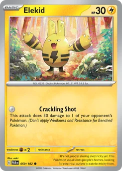 Elekid Pokemon card from Paradox Rift, card number 59