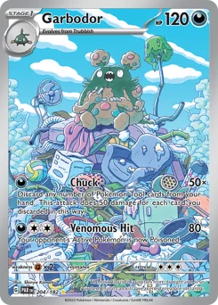 Garbodor Pokemon card from Paradox Rift, card number 204