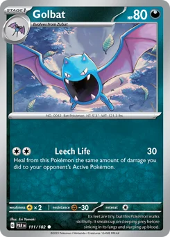 Golbat Pokemon card from Paradox Rift, card number 111