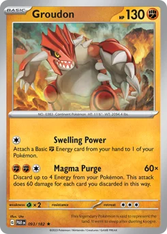Groudon Pokemon card from Paradox Rift, card number 93
