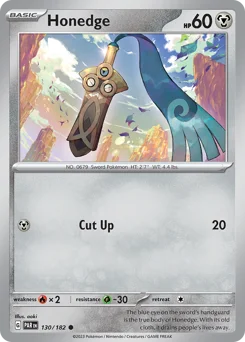 Honedge Pokemon card from Paradox Rift, card number 130