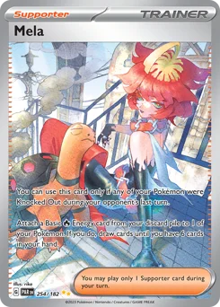 Mela Pokemon card from Paradox Rift, card number 254