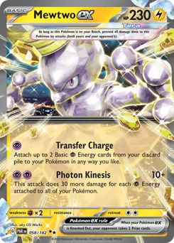 Mewtwo ex Pokemon card from Paradox Rift, card number 58