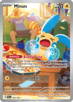Minun Pokemon card from Paradox Rift, card number 194