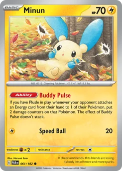 Minun Pokemon card from Paradox Rift, card number 61