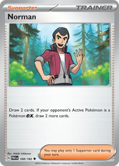 Norman Pokemon card from Paradox Rift, card number 168