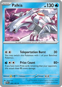 Palkia Pokemon card from Paradox Rift, card number 40