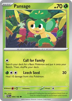 Pansage Pokemon card from Paradox Rift, card number 4