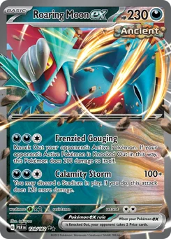 Roaring Moon ex Pokemon card from Paradox Rift, card number 124