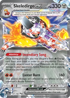 Skeledirge ex Pokemon card from Paradox Rift, card number 137