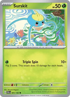 Surskit Pokemon card from Paradox Rift, card number 1