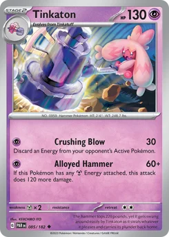 Tinkaton Pokemon card from Paradox Rift, card number 85