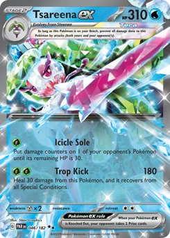 Tsareena ex Pokemon card from Paradox Rift, card number 46
