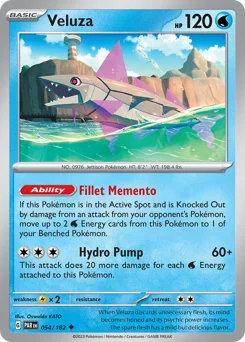 Veluza Pokemon card from Paradox Rift, card number 54