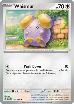 Whismur Pokemon card from Paradox Rift, card number 148