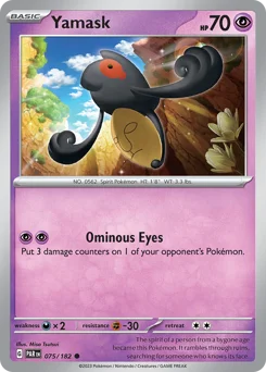 Yamask Pokemon card from Paradox Rift, card number 75