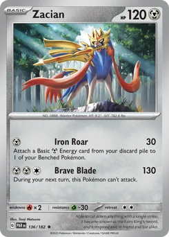 Zacian Pokemon card from Paradox Rift, card number 136