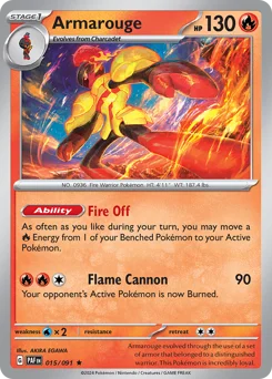 Armarouge Pokemon card from Paldean Fates, card number 15