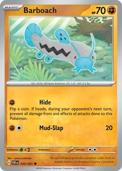 Barboach Pokemon card from Paldean Fates, card number 50