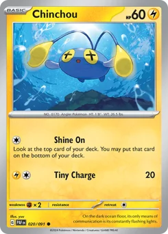 Chinchou Pokemon card from Paldean Fates, card number 20
