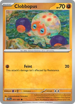 Clobbopus Pokemon card from Paldean Fates, card number 51
