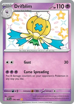 Drifblim Pokemon card from Paldean Fates, card number 156