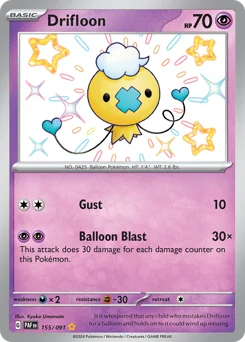 Drifloon Pokemon card from Paldean Fates, card number 155