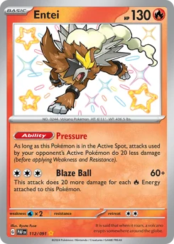 Entei Pokemon card from Paldean Fates, card number 112