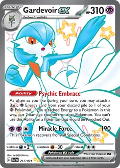 Gardevoir ex Pokemon card from Paldean Fates, card number 217