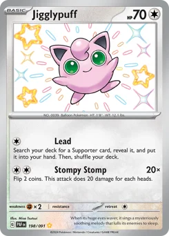 Jigglypuff Pokemon card from Paldean Fates, card number 198