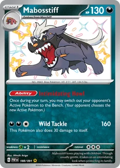 Mabosstiff Pokemon card from Paldean Fates, card number 188