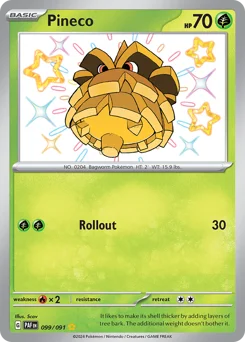 Pineco Pokemon card from Paldean Fates, card number 99