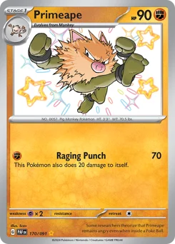 Primeape Pokemon card from Paldean Fates, card number 170