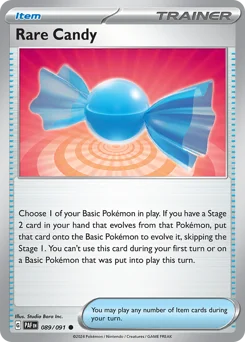 Rare Candy Pokemon card from Paldean Fates, card number 89