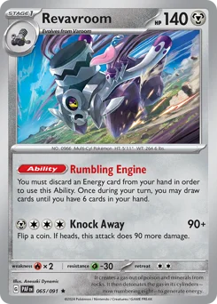 Revavroom Pokemon card from Paldean Fates, card number 65
