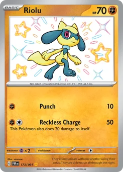 Riolu Pokemon card from Paldean Fates, card number 173