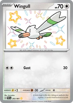 Wingull Pokemon card from Paldean Fates, card number 203