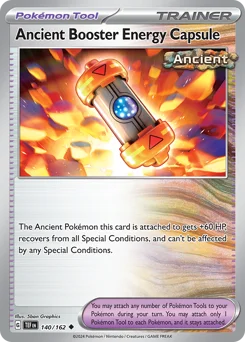 Ancient Booster Energy Capsule Pokemon card from Temporal Forces, card number 140