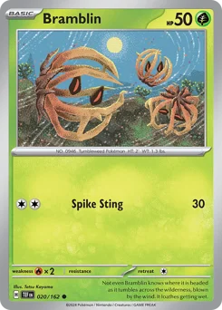 Bramblin Pokemon card from Temporal Forces, card number 20