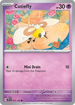 Cutiefly Pokemon card from Temporal Forces, card number 75