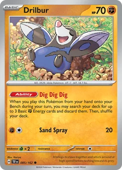 Drilbur Pokemon card from Temporal Forces, card number 85