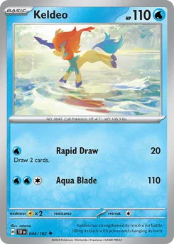 Keldeo Pokemon card from Temporal Forces, card number 44