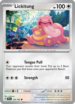 Lickitung Pokemon card from Temporal Forces, card number 124