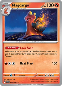 Magcargo Pokemon card from Temporal Forces, card number 29