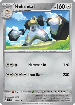Melmetal Pokemon card from Temporal Forces, card number 117