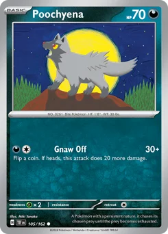 Poochyena Pokemon card from Temporal Forces, card number 105