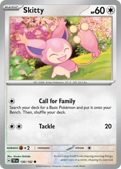 Skitty Pokemon card from Temporal Forces, card number 130