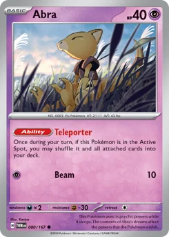 Abra Pokemon card from Twilight Masquerade, card number 80