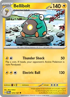 Bellibolt Pokemon card from Twilight Masquerade, card number 74