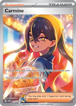 Carmine Pokemon card from Twilight Masquerade, card number 217